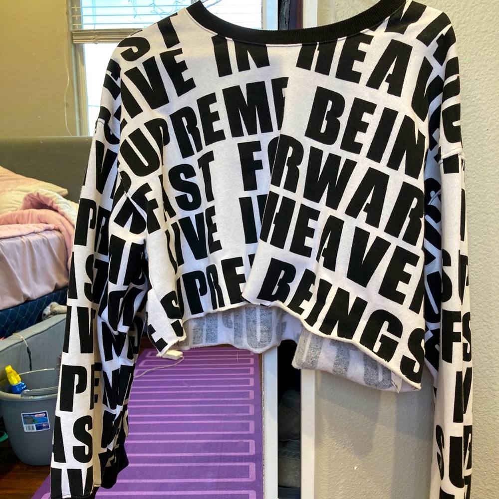 Loud black and white crop top